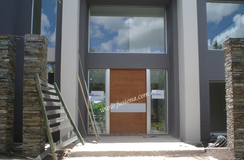 D024 puerta moderna con paos fijos vidriados