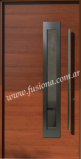 S005 puerta de madera con aplicacion de acero inoxidable